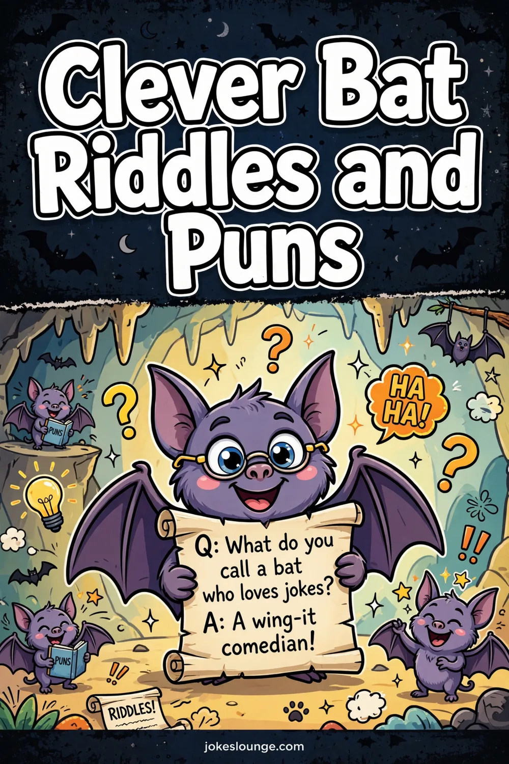 Clever Bat Riddles and Puns - funny illustration