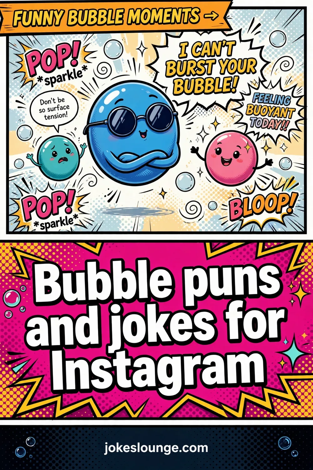 Bubble puns and jokes for Instagram - funny illustration