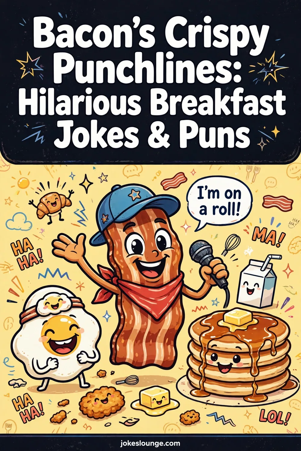 Bacon’s Crispy Punchlines: Hilarious Breakfast Jokes & Puns - funny illustration