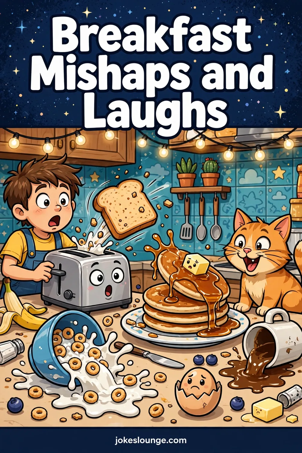 Breakfast Mishaps and Laughs - funny illustration
