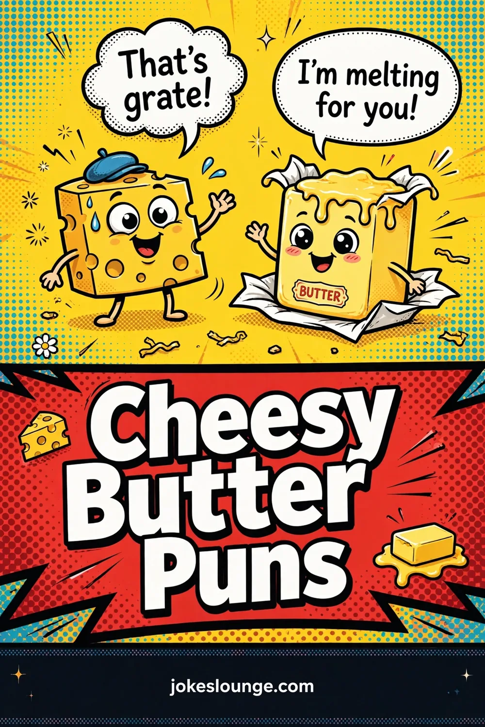 Cheesy Butter Puns - funny illustration