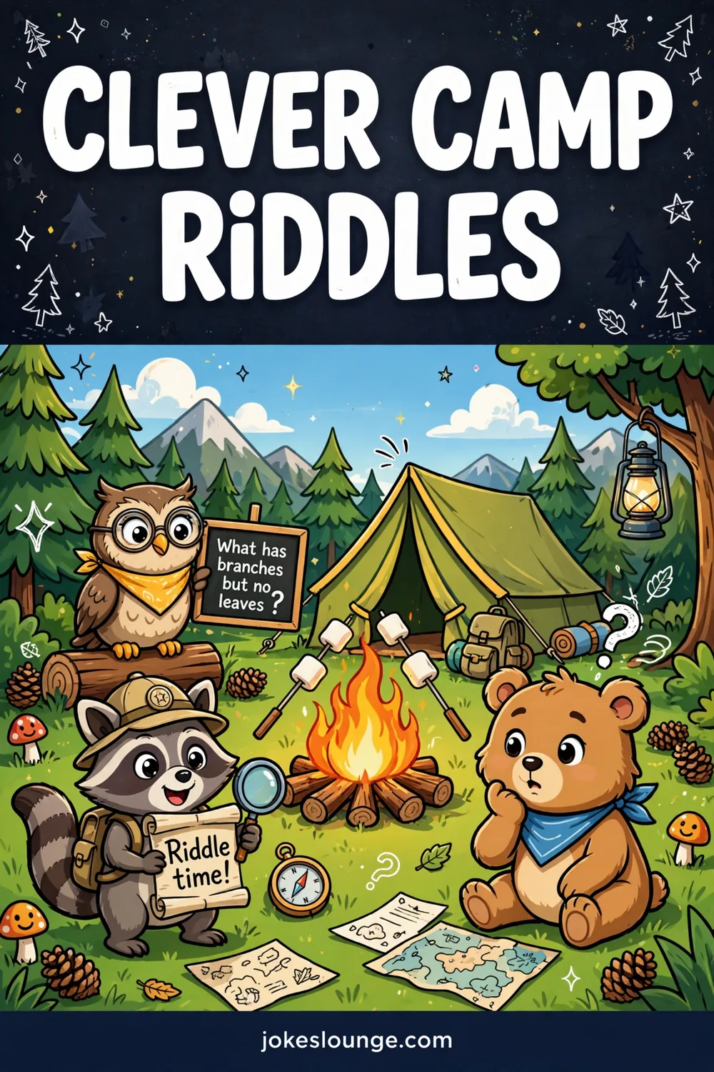 Clever Camp Riddles - funny illustration