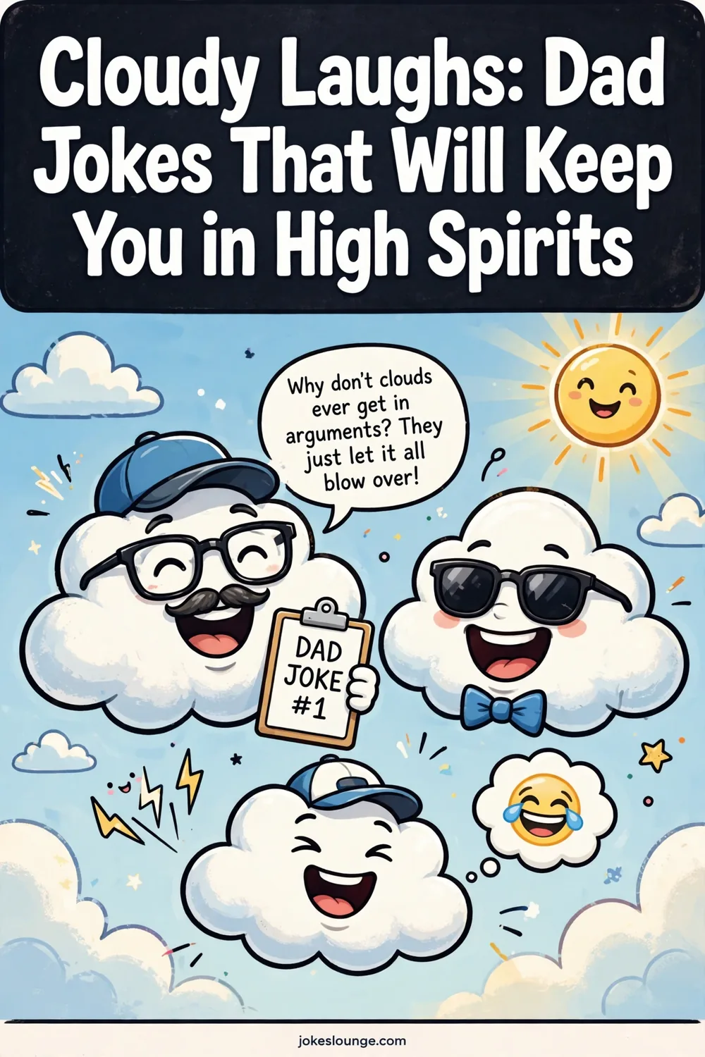 Cloudy Laughs: Dad Jokes That Will Keep You in High Spirits  - funny illustration