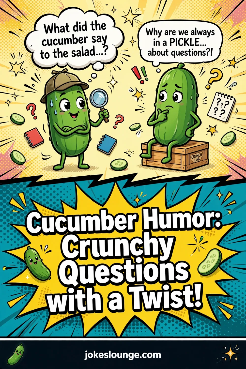 ???????? Cucumber Humor: Crunchy Questions with a Twist! ????✨ - funny illustration