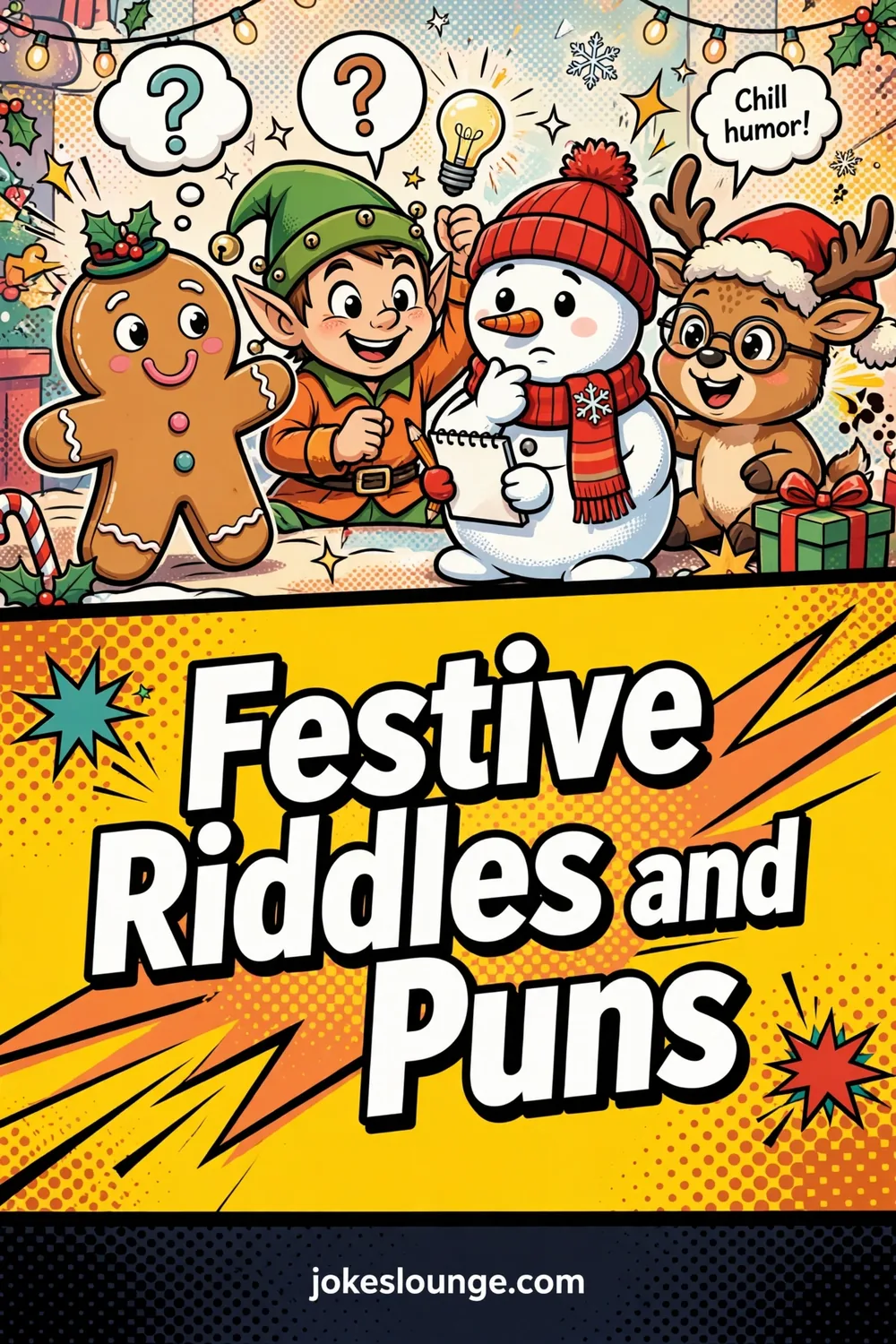 Festive Riddles and Puns - funny illustration
