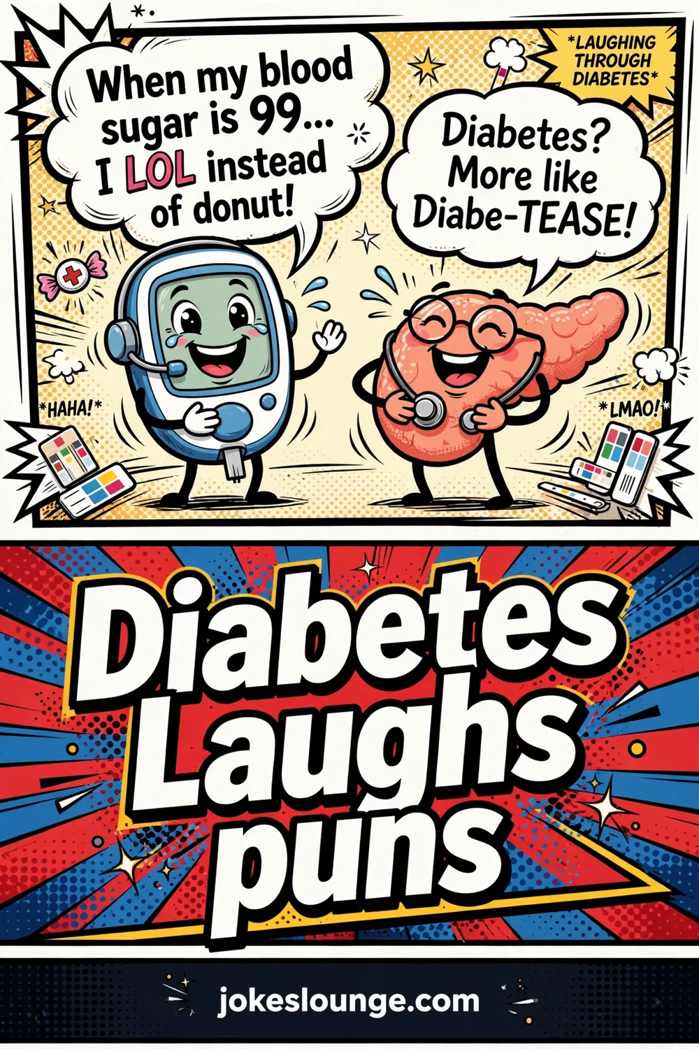 Diabetes Laughs puns - funny illustration