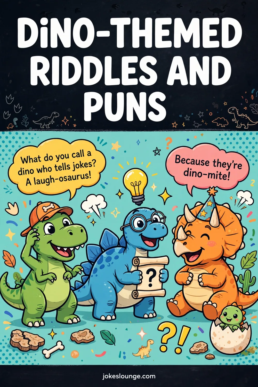 Dino-Themed Riddles and Puns - funny illustration