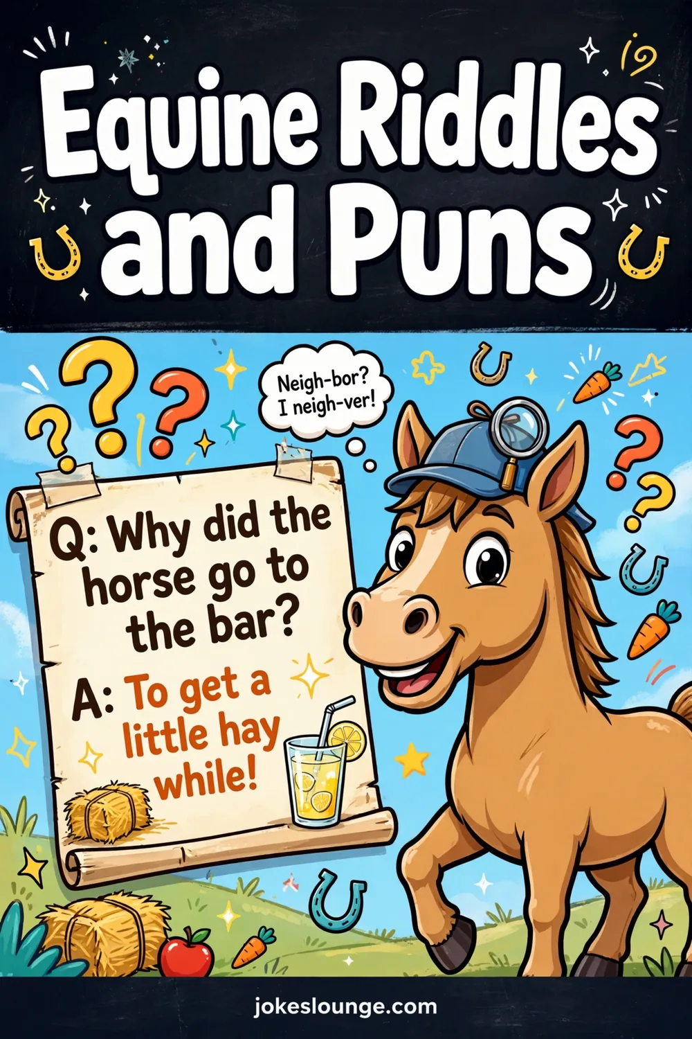 Equine Riddles and Puns - funny illustration