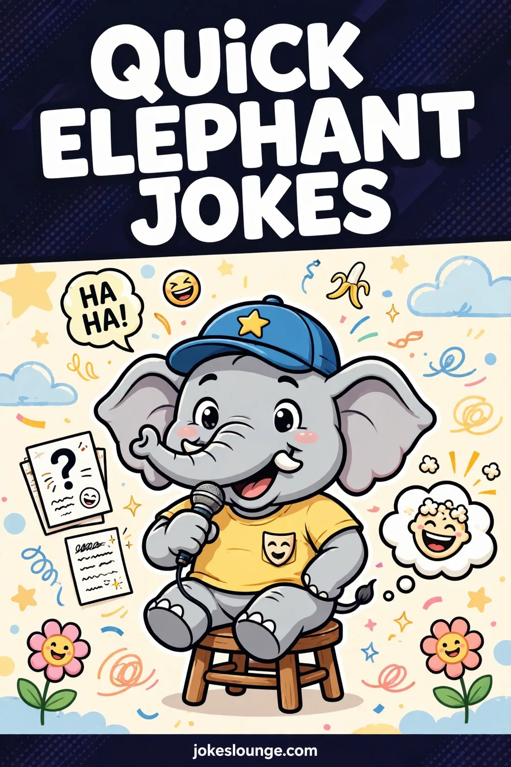 Elephant Puns and Jokes: Quick Elephant Humor - funny illustration