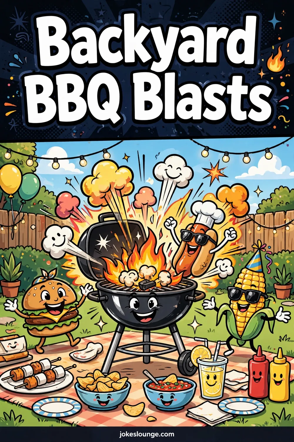 Backyard BBQ Blasts - funny illustration