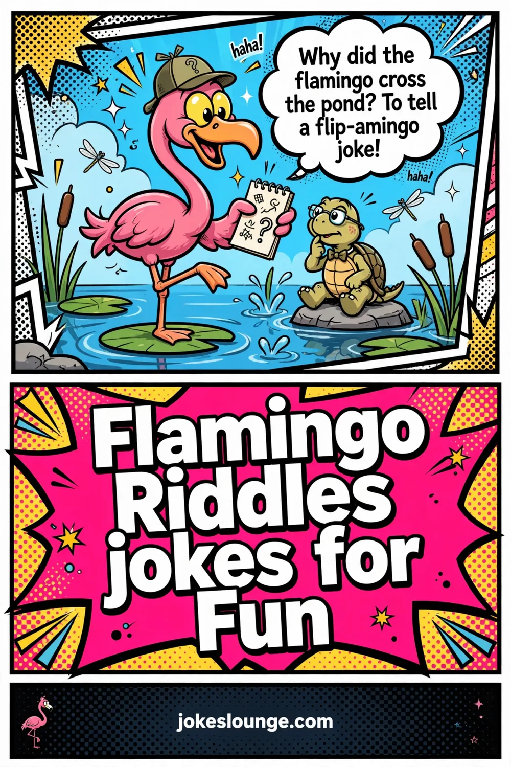 Flamingo Riddles jokes for Fun  - funny illustration