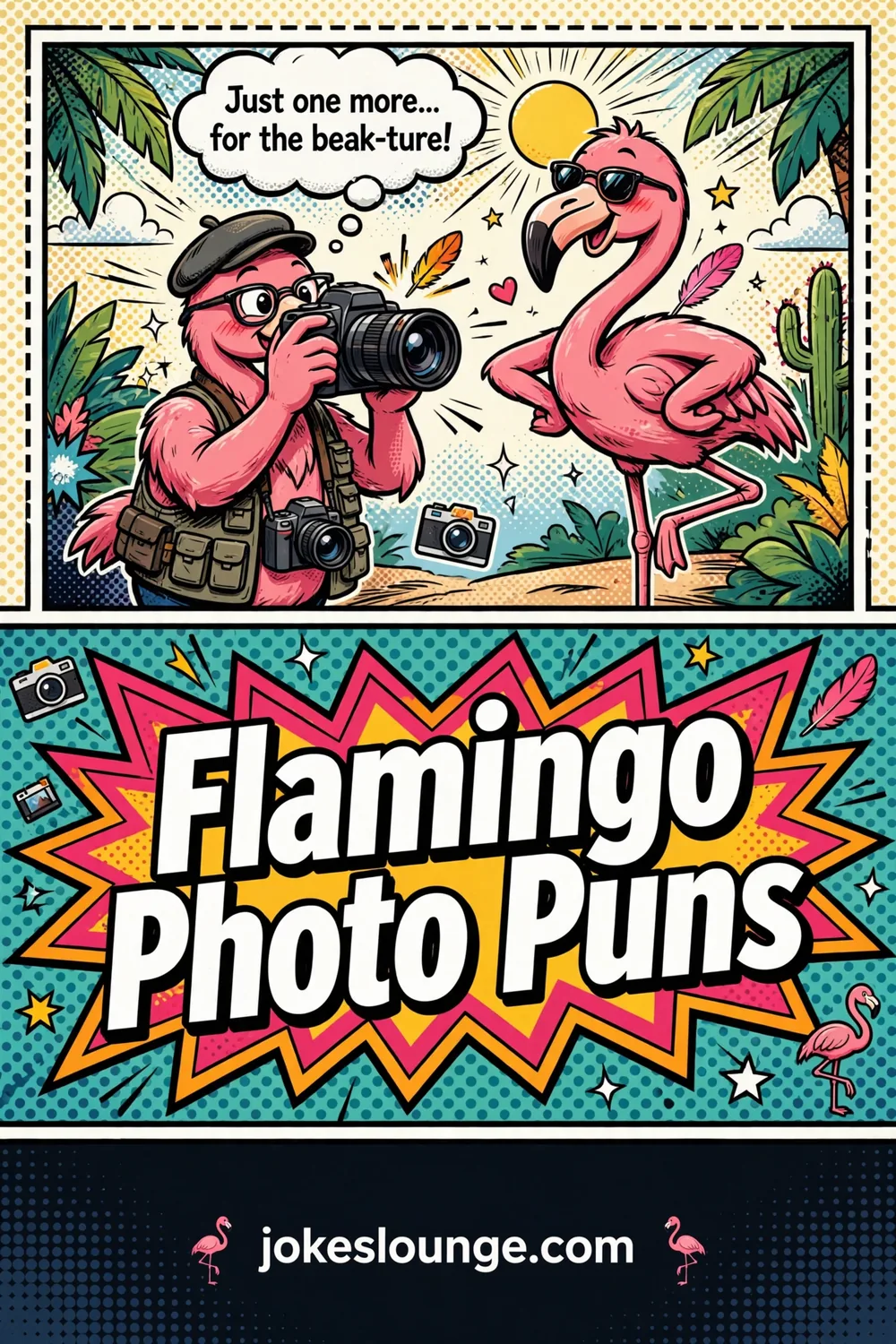 Flamingo Photo Puns  - funny illustration