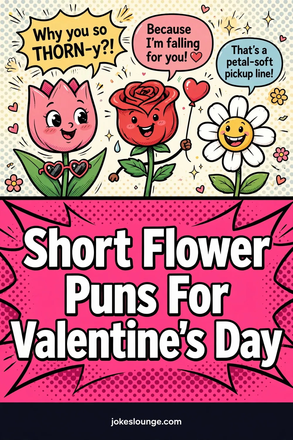Short Flower Puns For Valentine’s Day - funny illustration