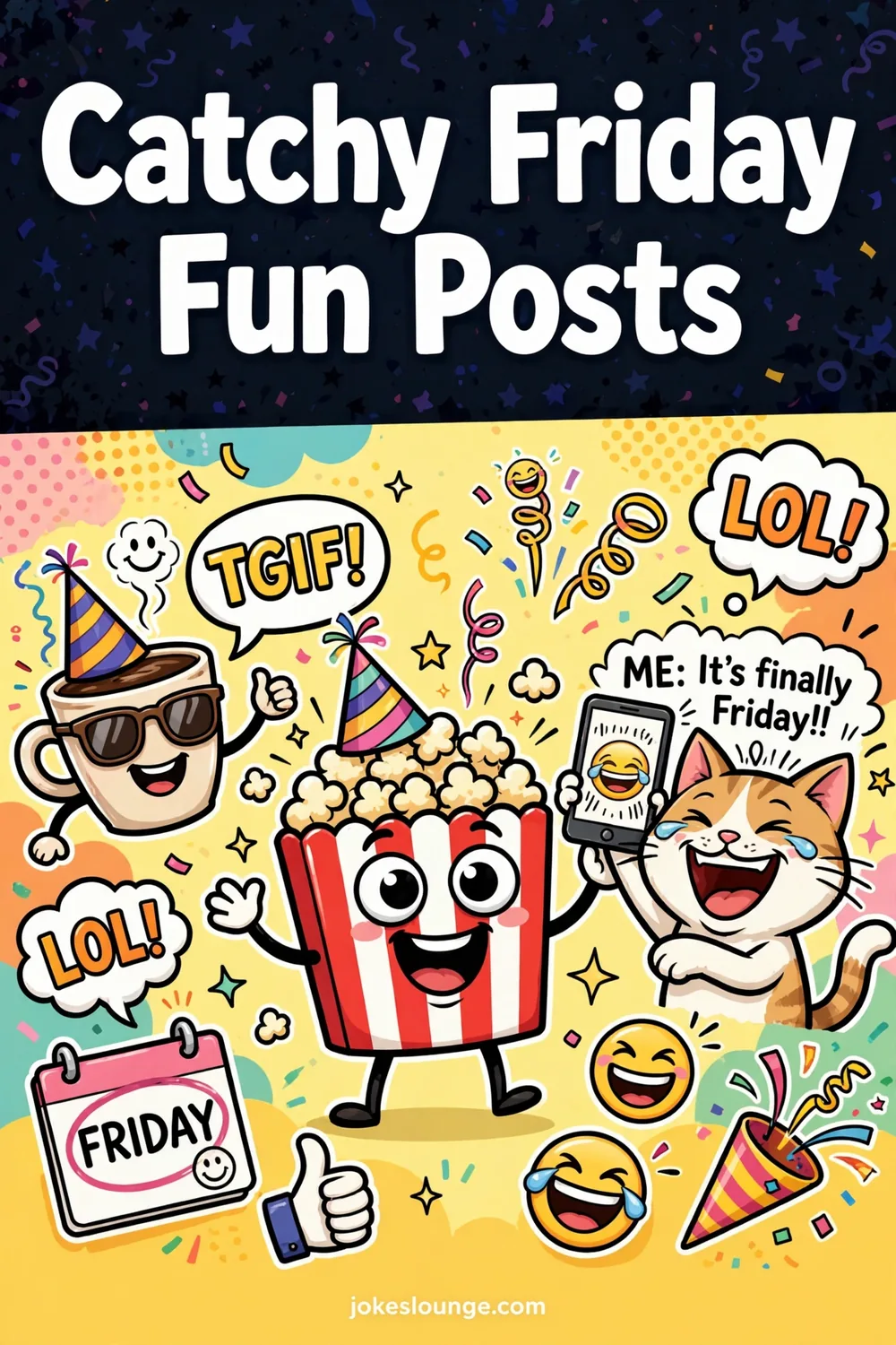 Catchy Friday Fun Posts - funny illustration
