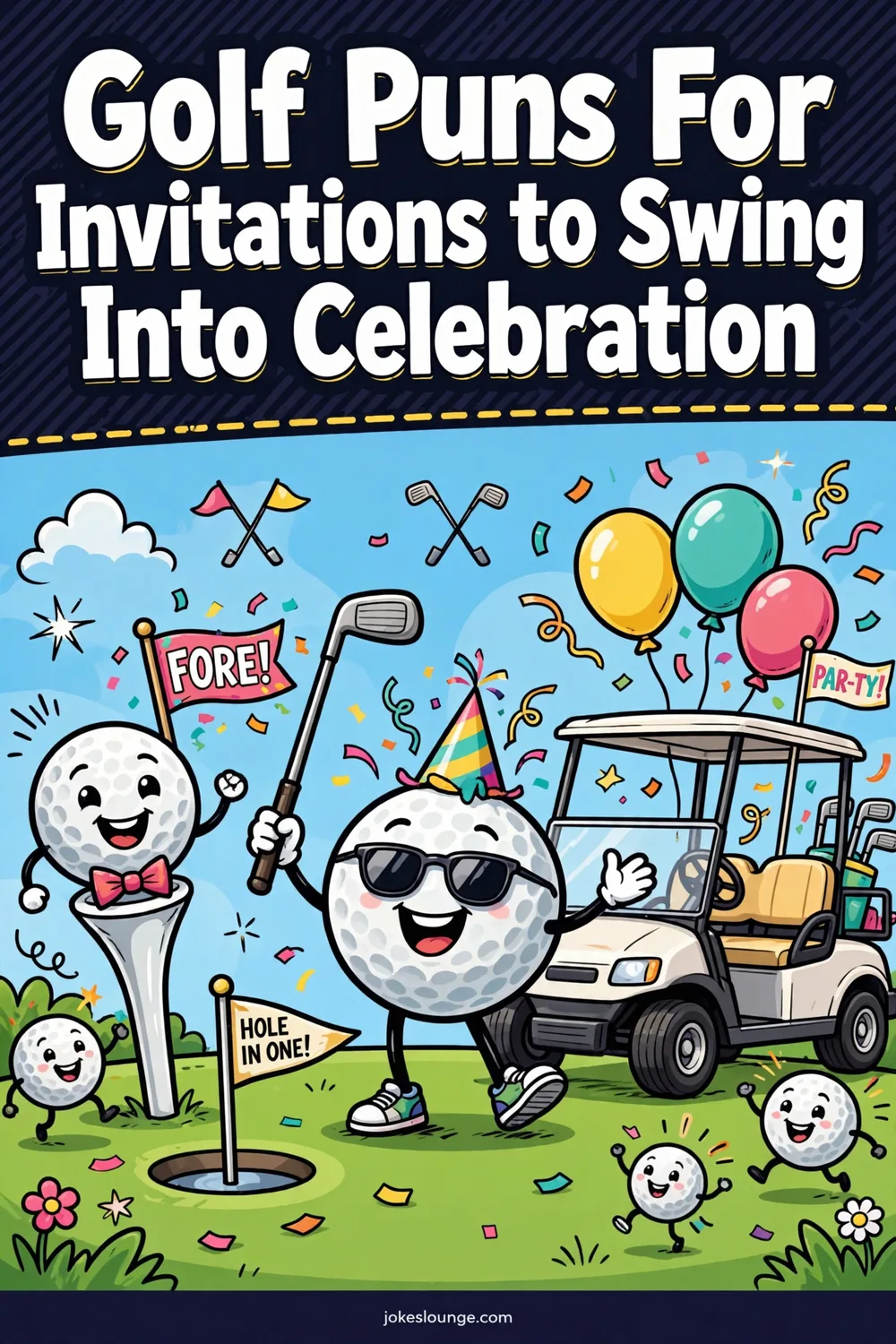Golf Puns For Invitations to Swing Into Celebration - funny illustration