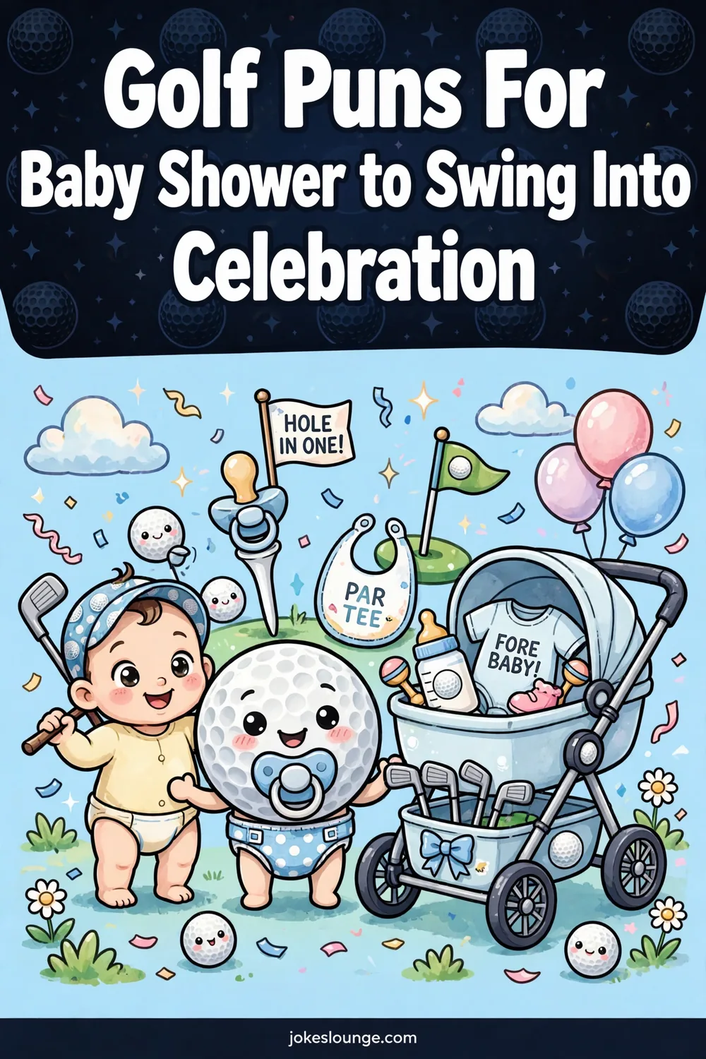 Golf Puns For Baby Shower to Swing Into Celebration - funny illustration