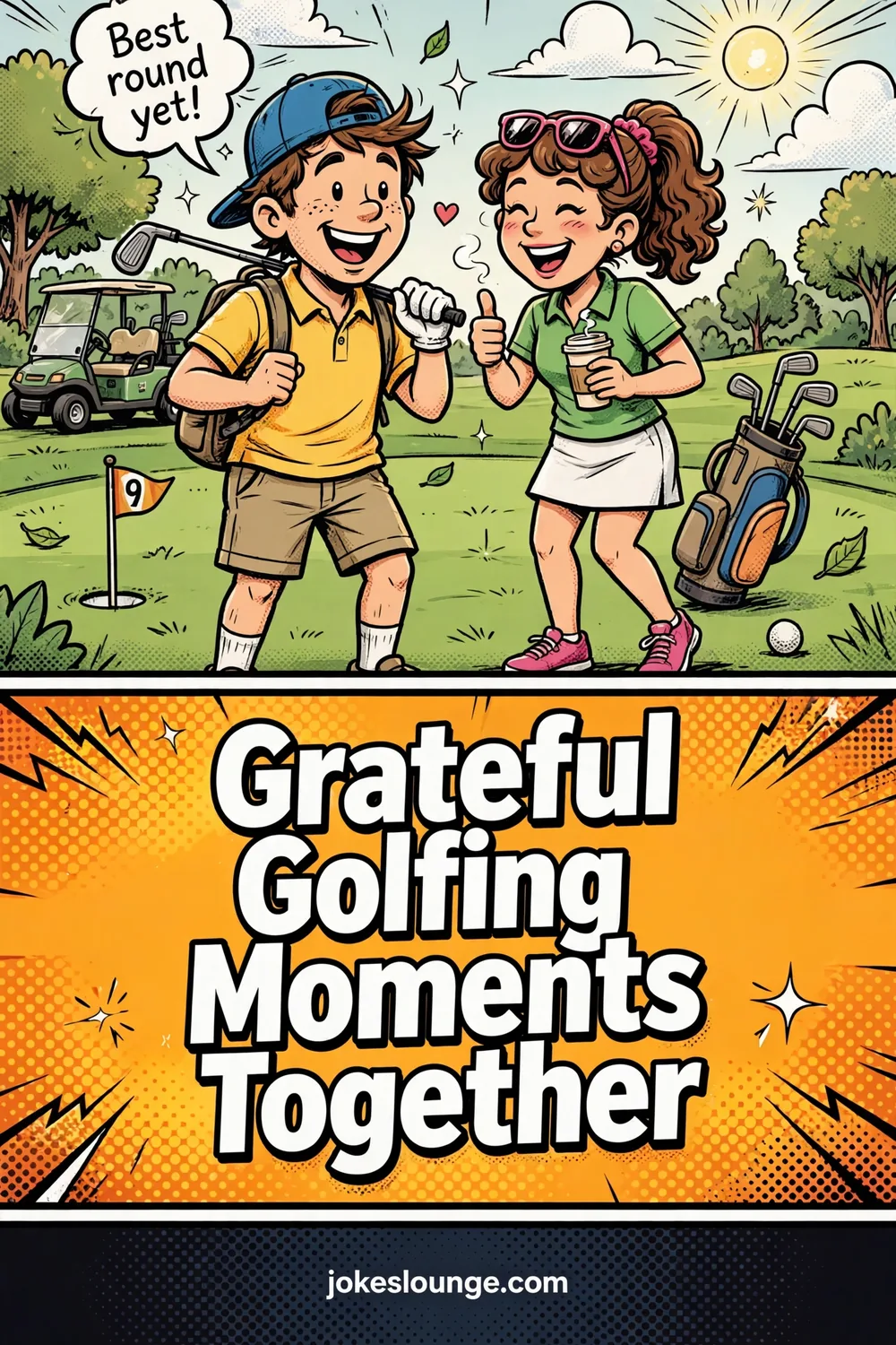 Grateful Golfing Moments Together - funny illustration