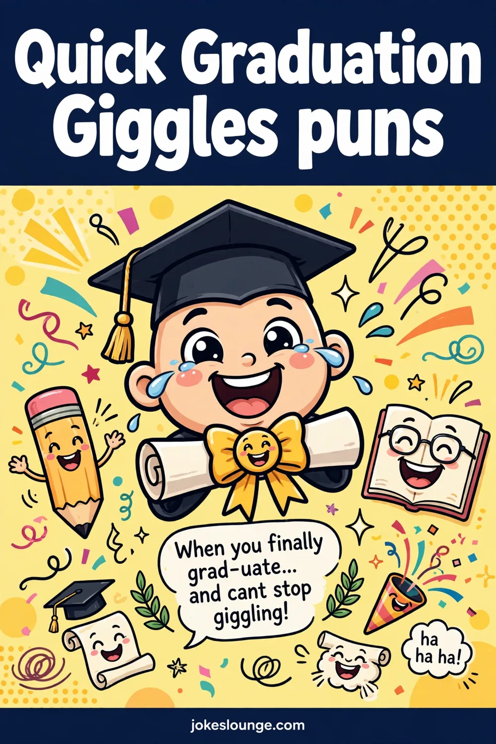 Quick Graduation Giggles puns - funny illustration