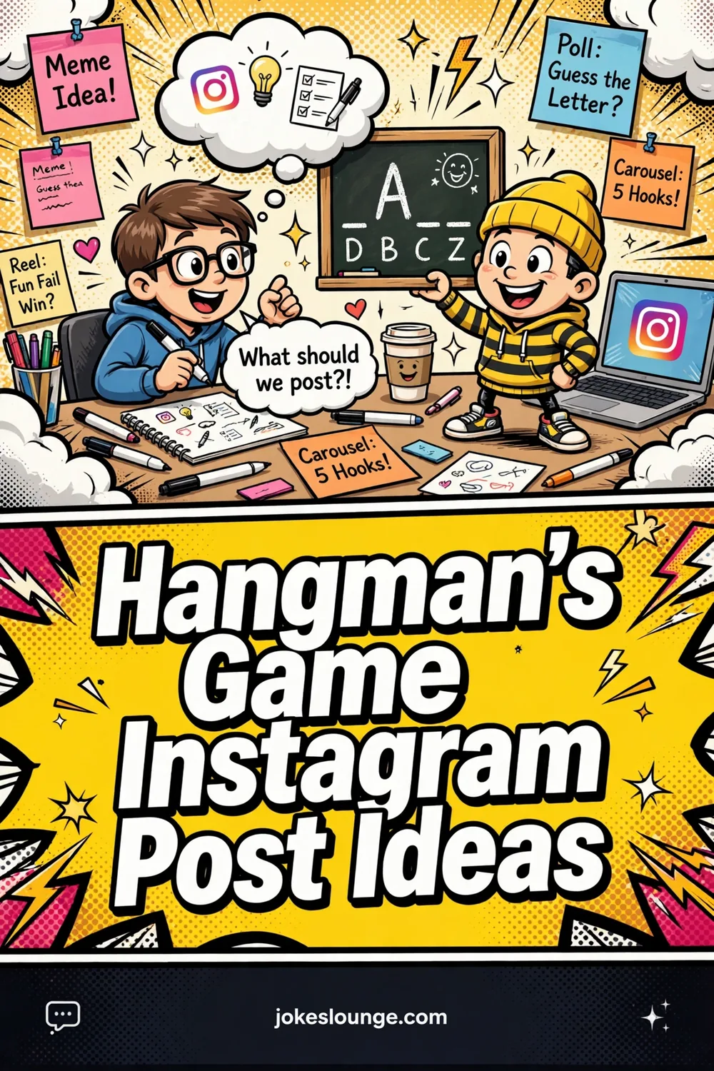 Hangman puns Captions for Instagram - funny illustration