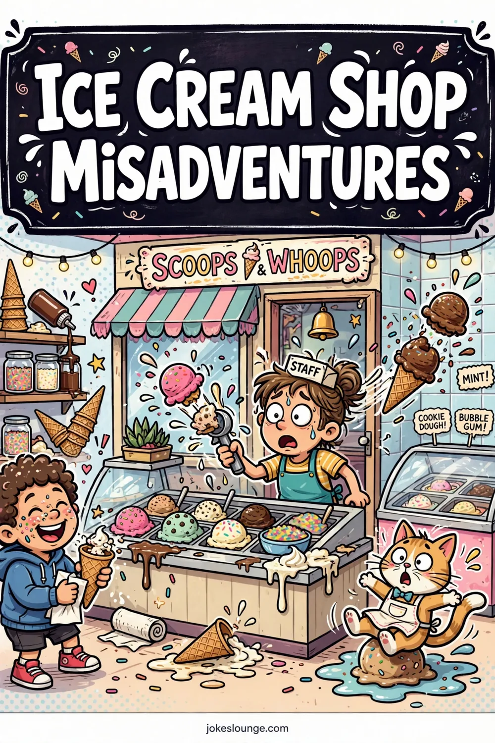 Ice Cream Shop Misadventures - funny illustration