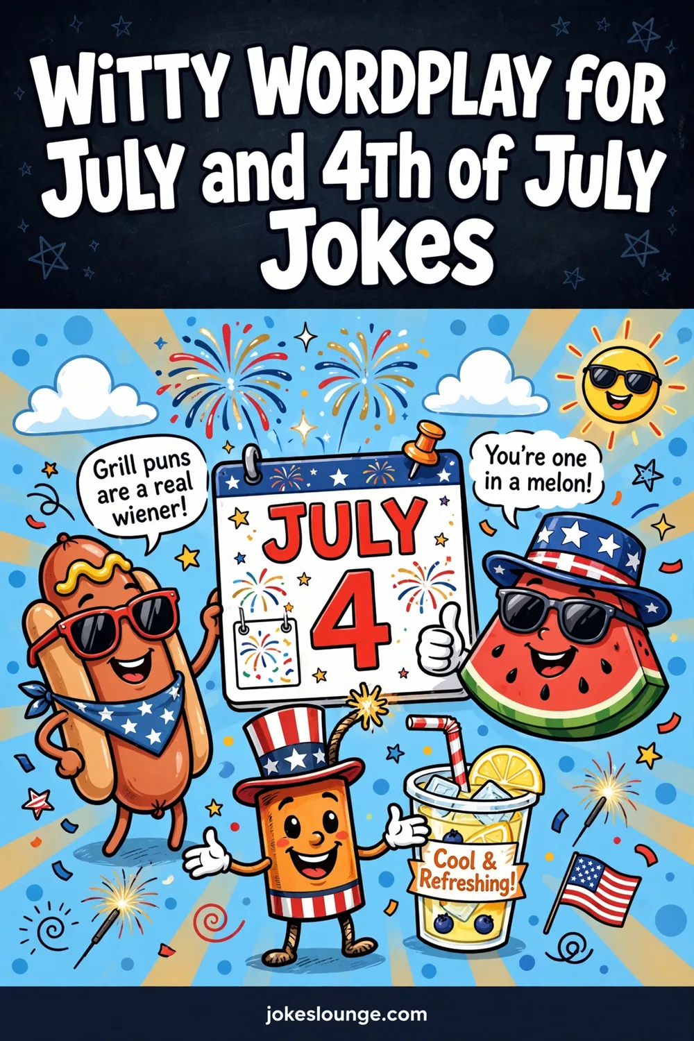 Witty Wordplay for July and 4th of July Jokes - funny illustration