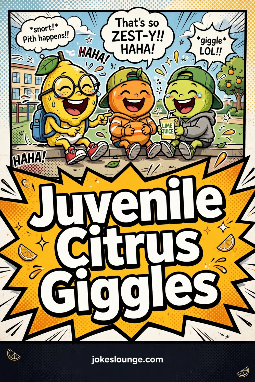 Juvenile Citrus Giggles - funny illustration