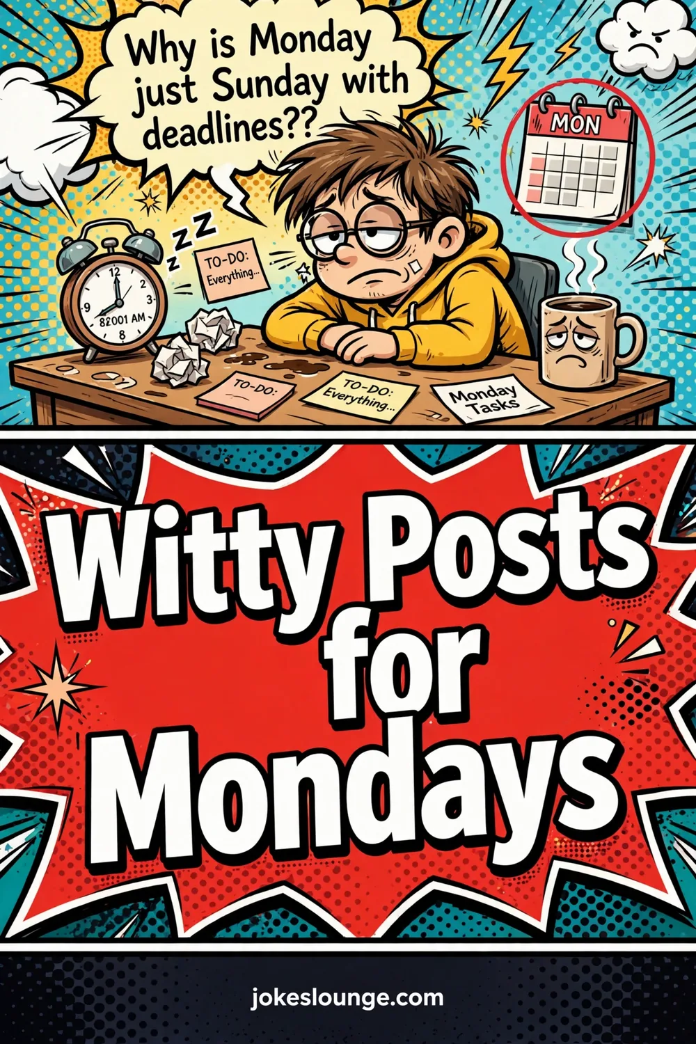 Witty Posts for Mondays - funny illustration