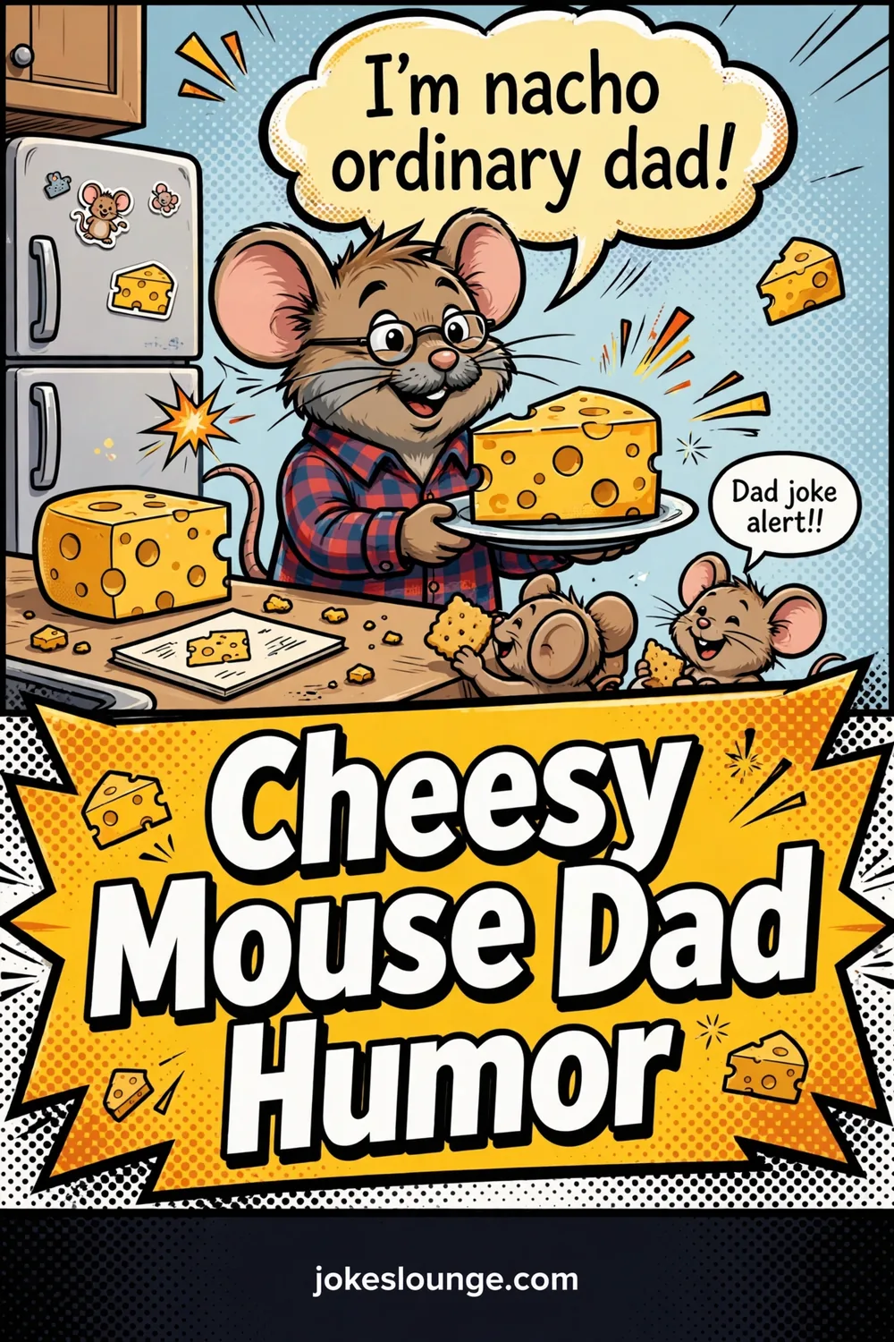 Cheesy Mouse Dad Humor - funny illustration