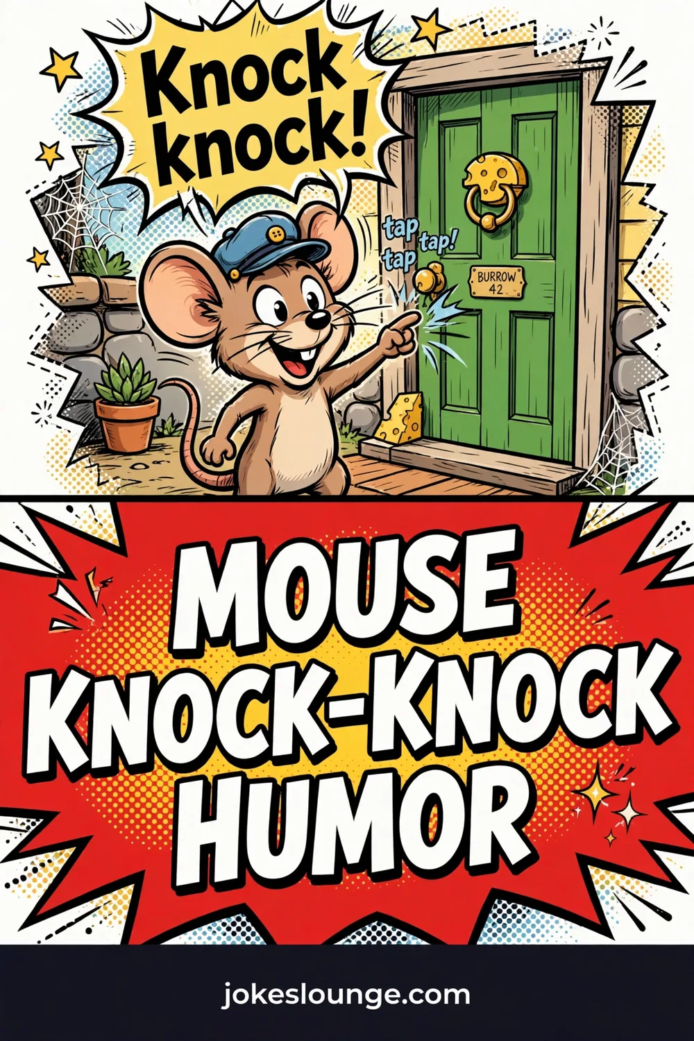 Mouse Knock-Knock Humor - funny illustration