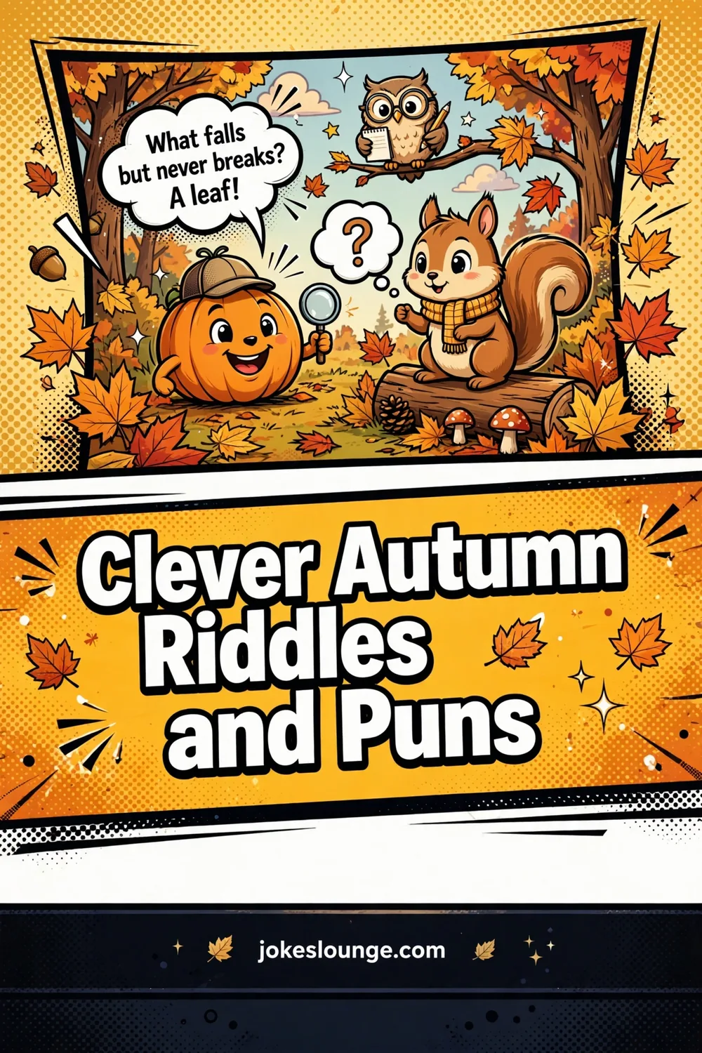 Clever Autumn Riddles and Puns - funny illustration