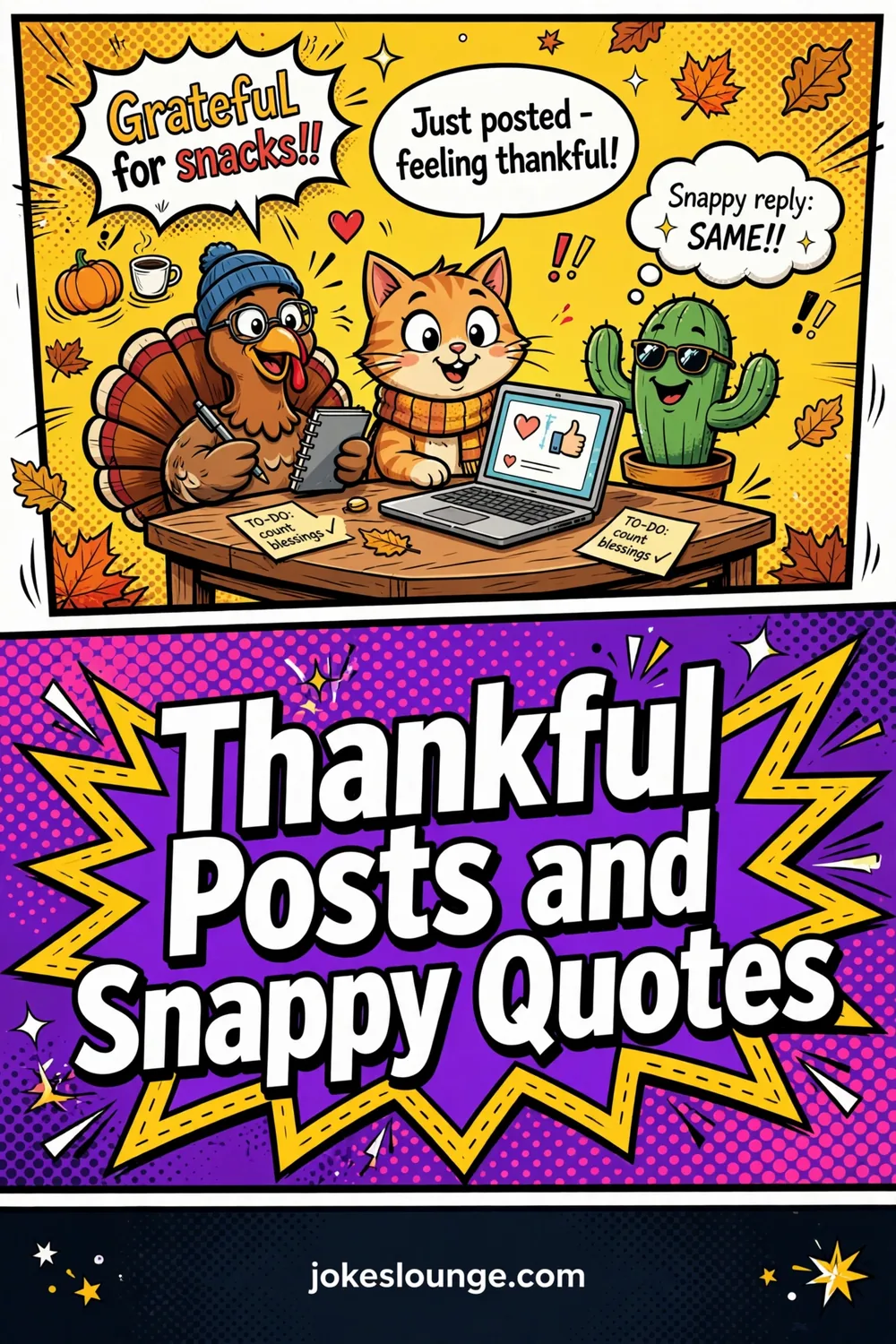 Thankful Posts and Snappy Quotes - funny illustration