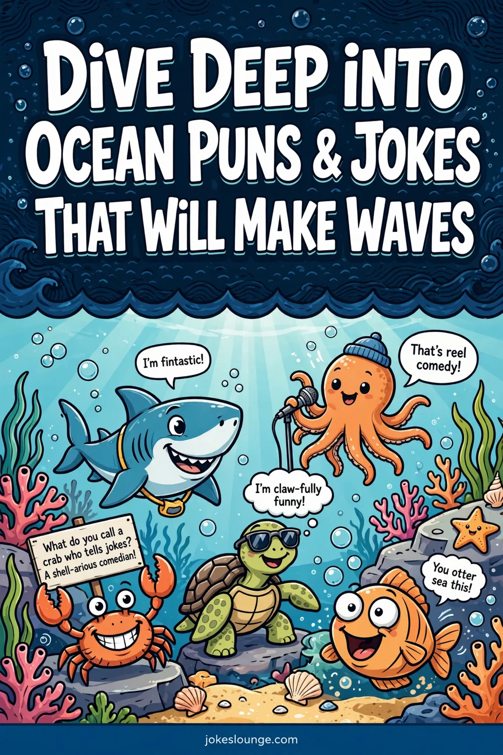 Dive Deep into Ocean Puns & Jokes That Will Make Waves - funny illustration
