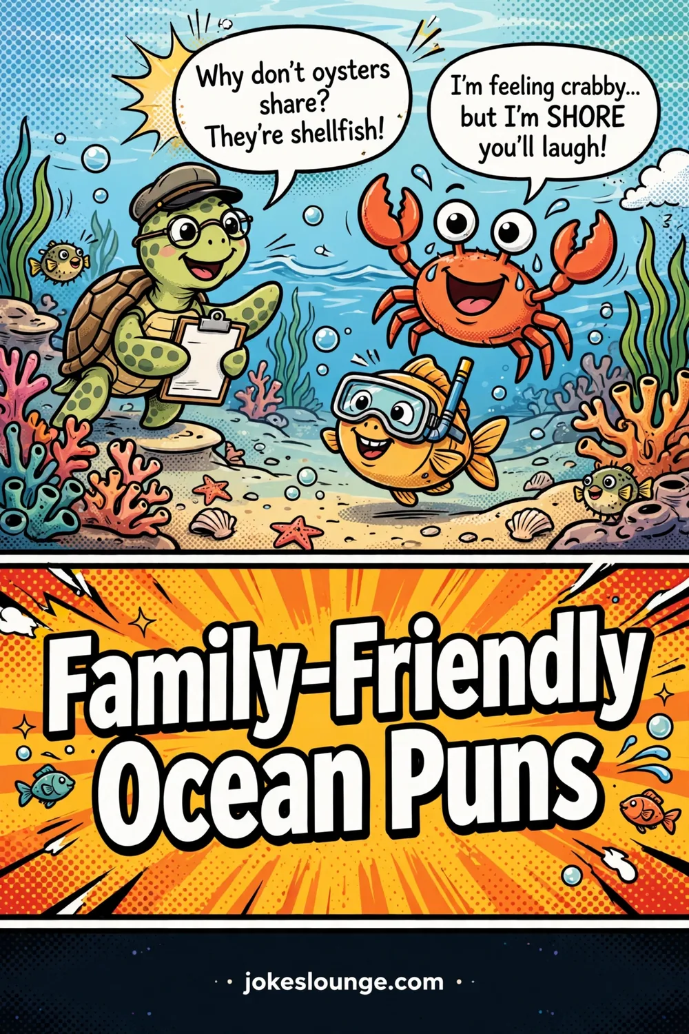 Family-Friendly Ocean Puns - funny illustration
