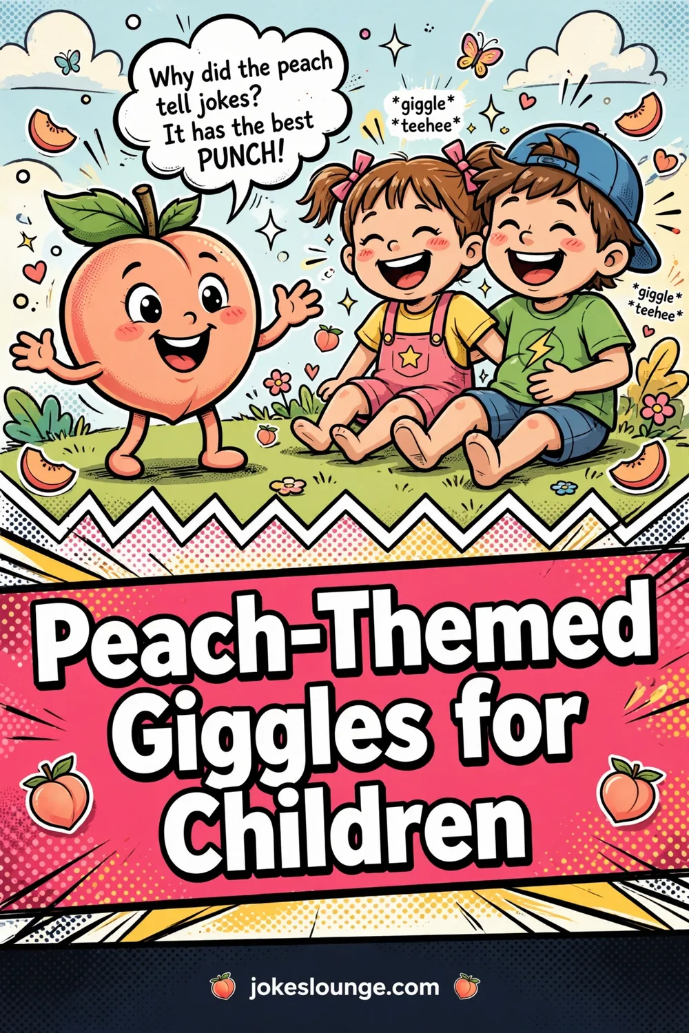 Peach-Themed Giggles for Children - funny illustration