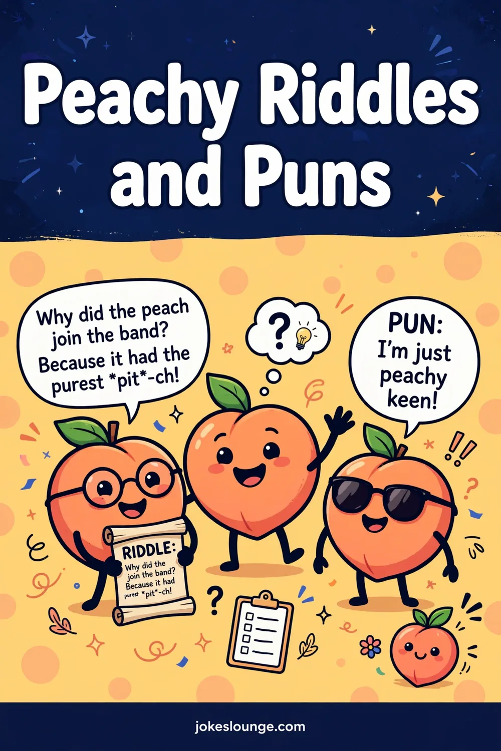 Peachy Riddles and Puns - funny illustration