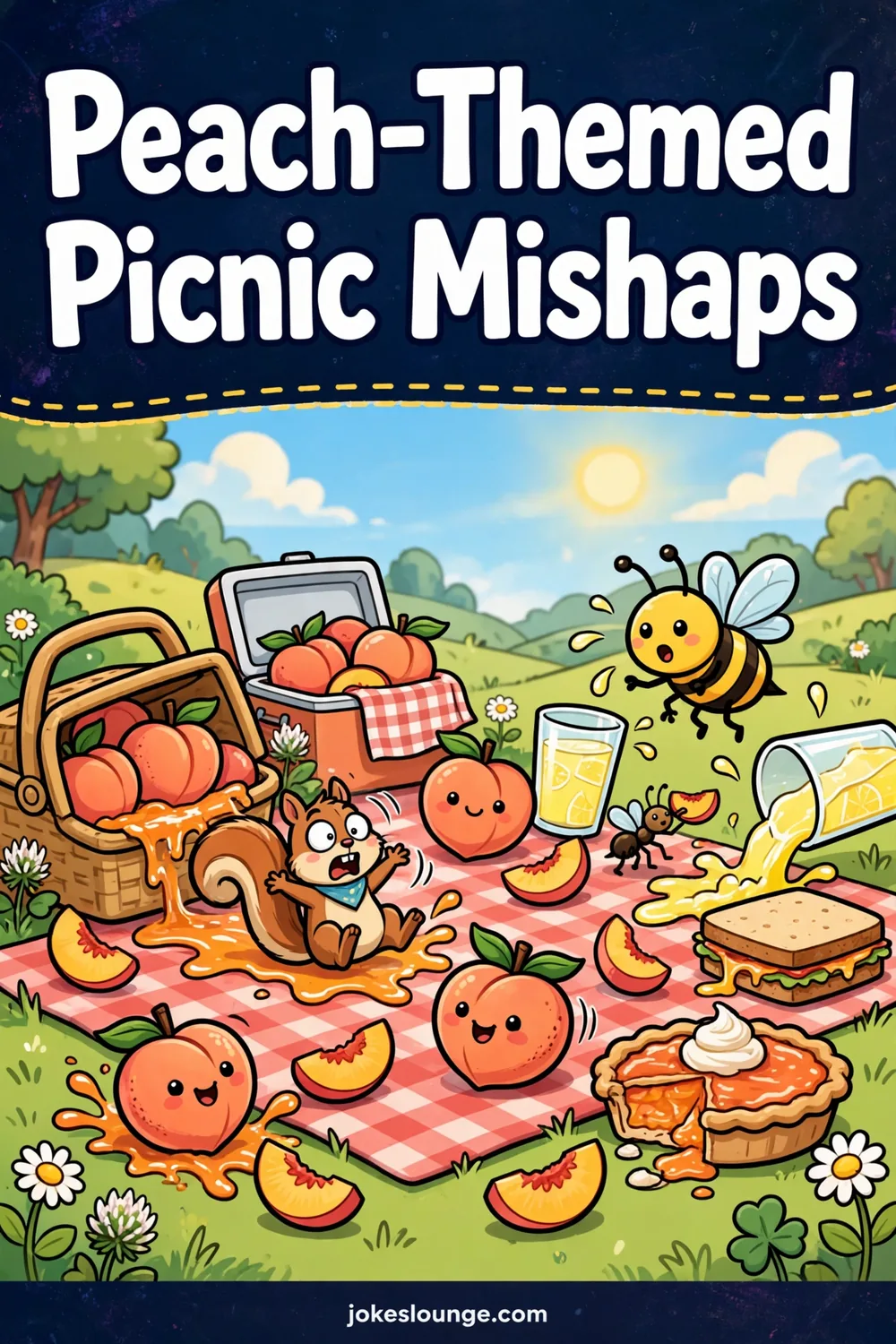 Peach-Themed Picnic Mishaps - funny illustration