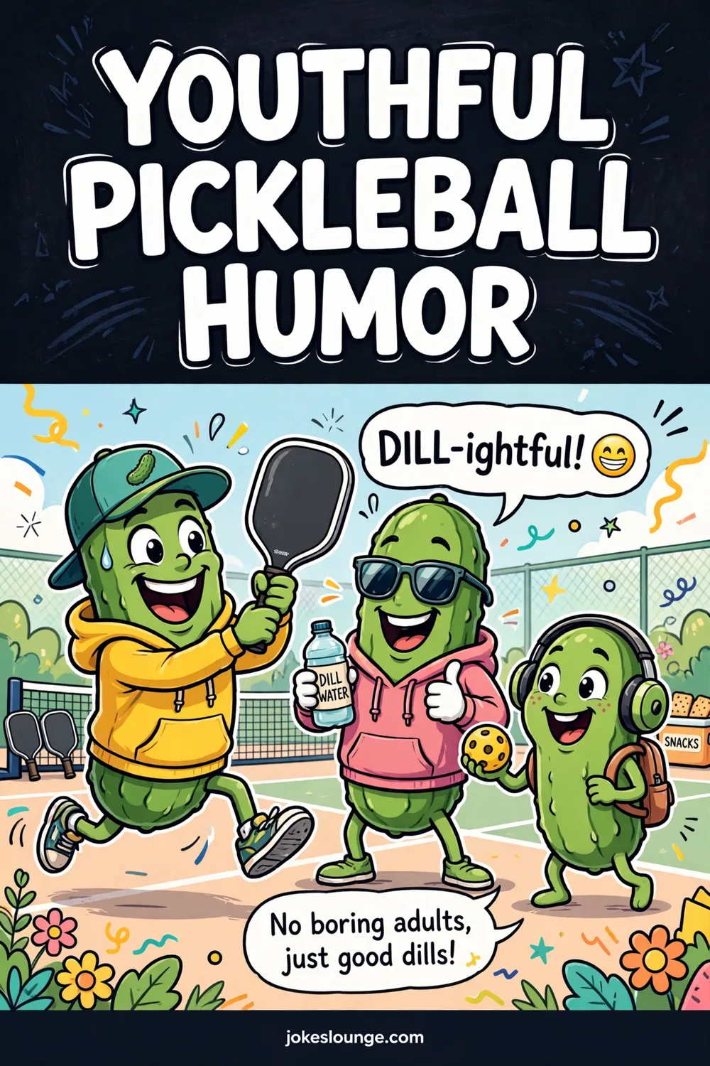 Youthful Pickleball Humor - funny illustration
