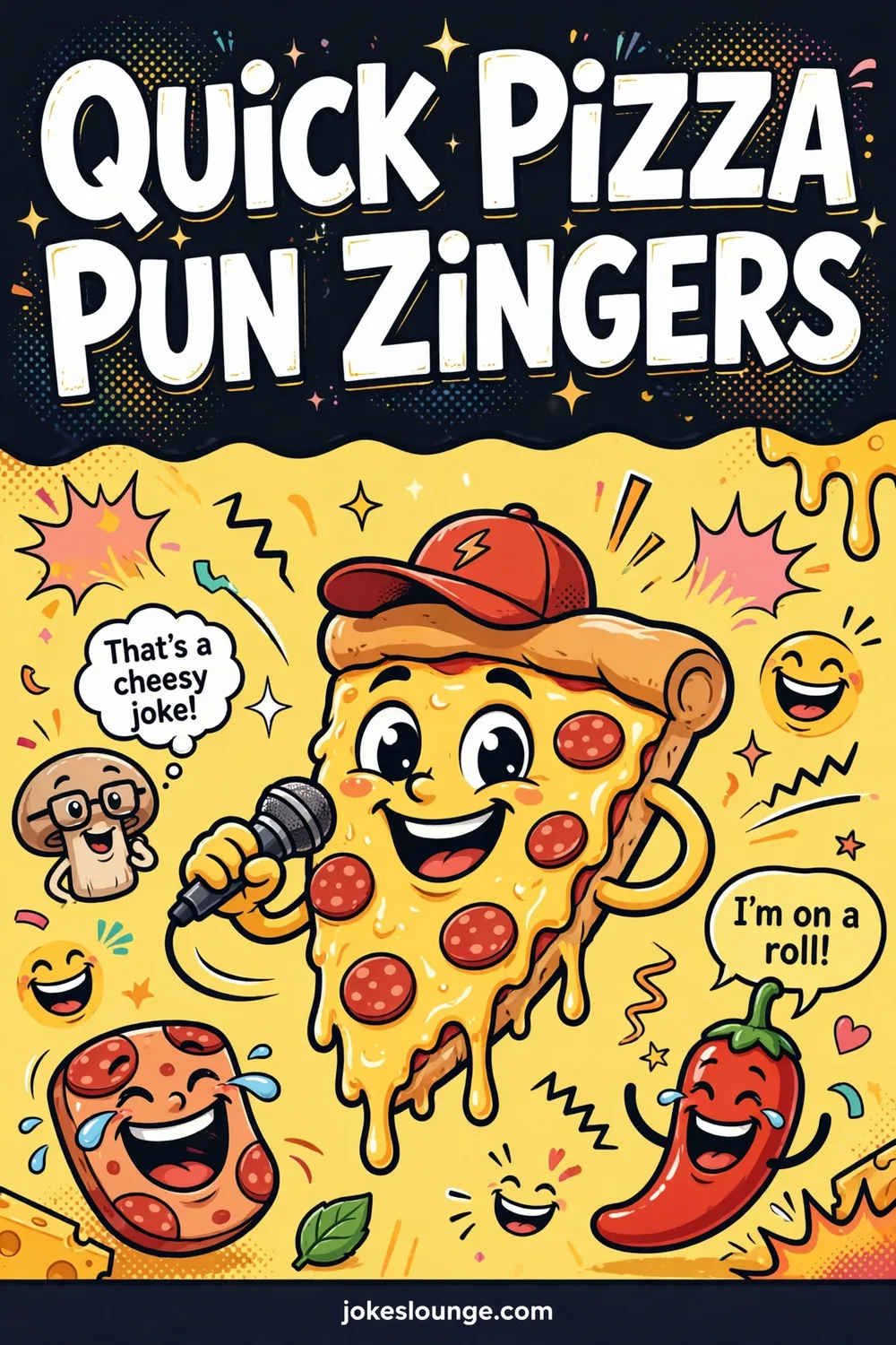 Quick Pizza Pun Zingers - funny illustration