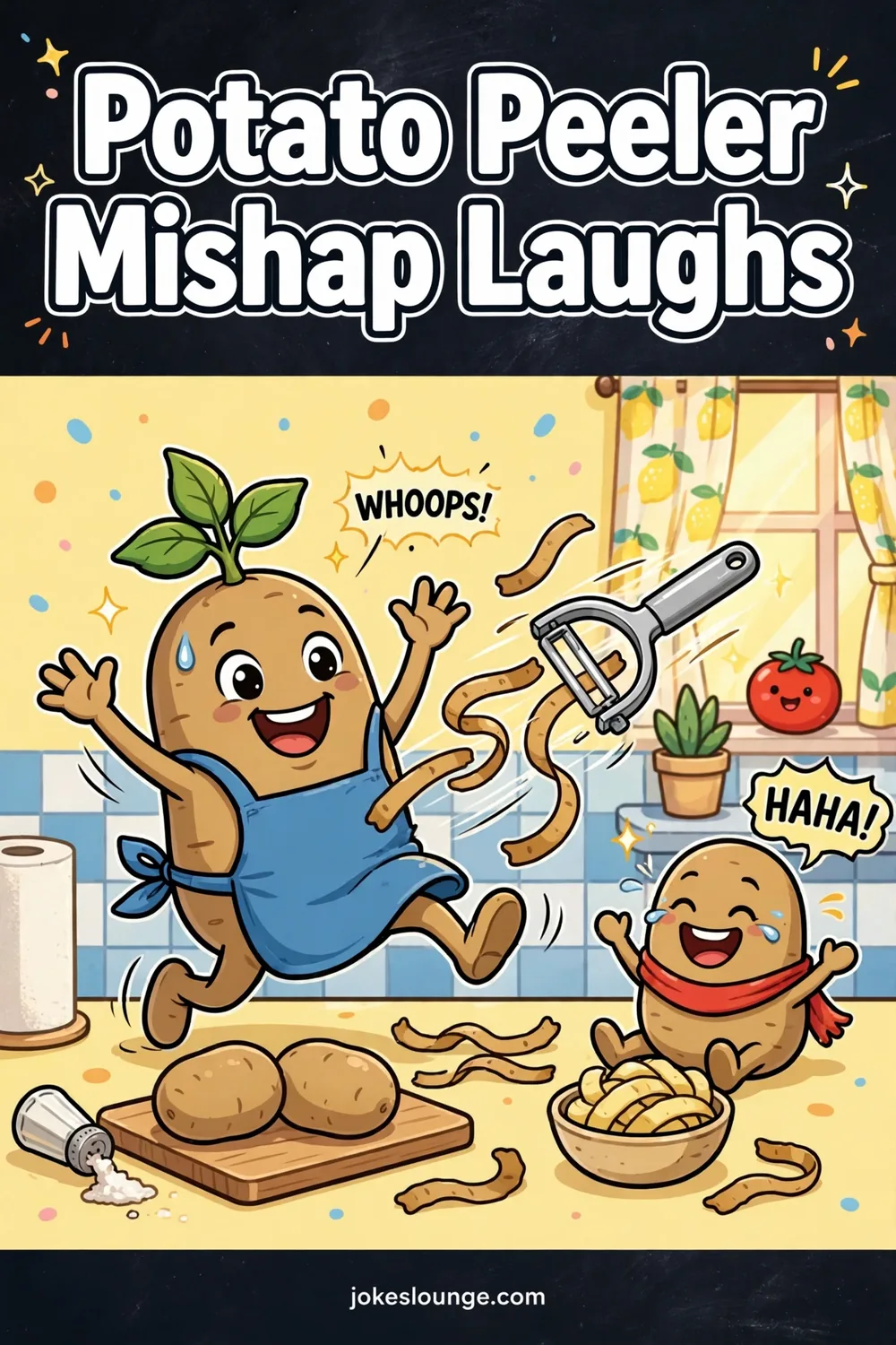 Potato Peeler Mishap Laughs - funny illustration