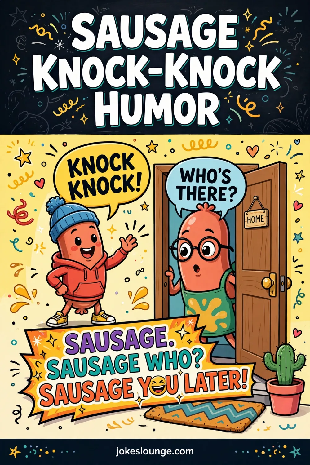 Sausage Knock-Knock Humor - funny illustration