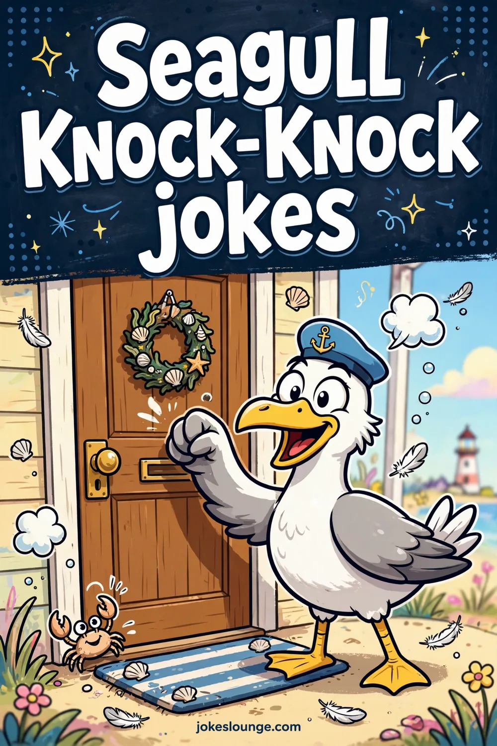 Seagull Knock-Knock jokes - funny illustration