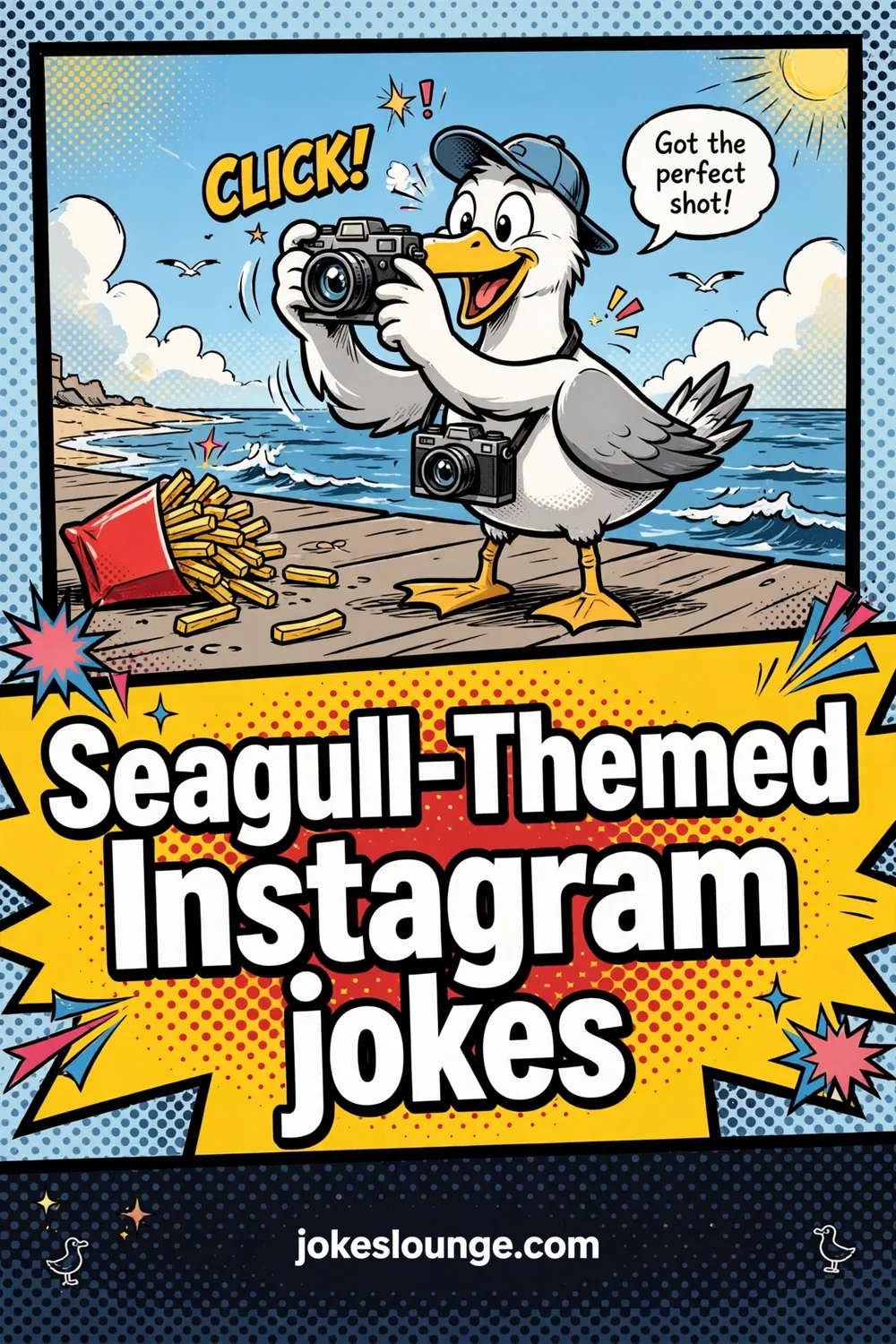 Seagull-Themed Instagram jokes - funny illustration
