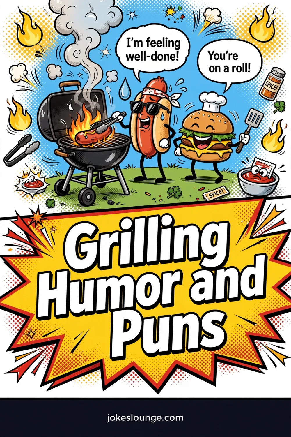 Grilling Humor and Puns - funny illustration