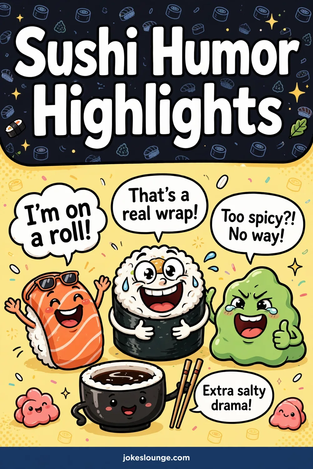 Sushi Laughs and Giggles - funny illustration