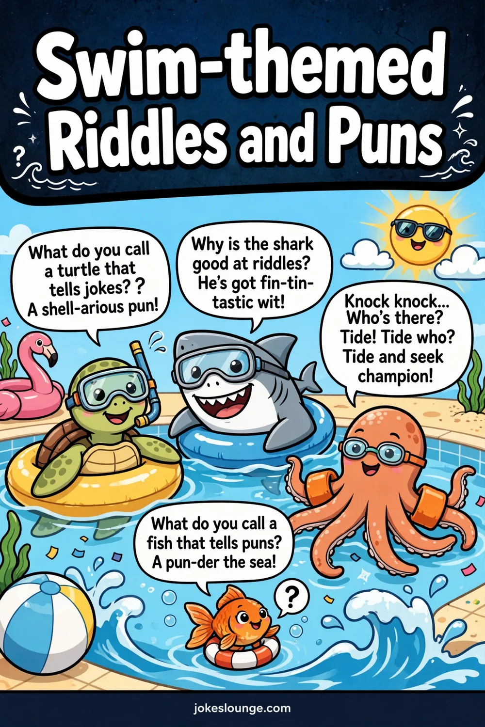 Swim-themed Riddles and Puns - funny illustration