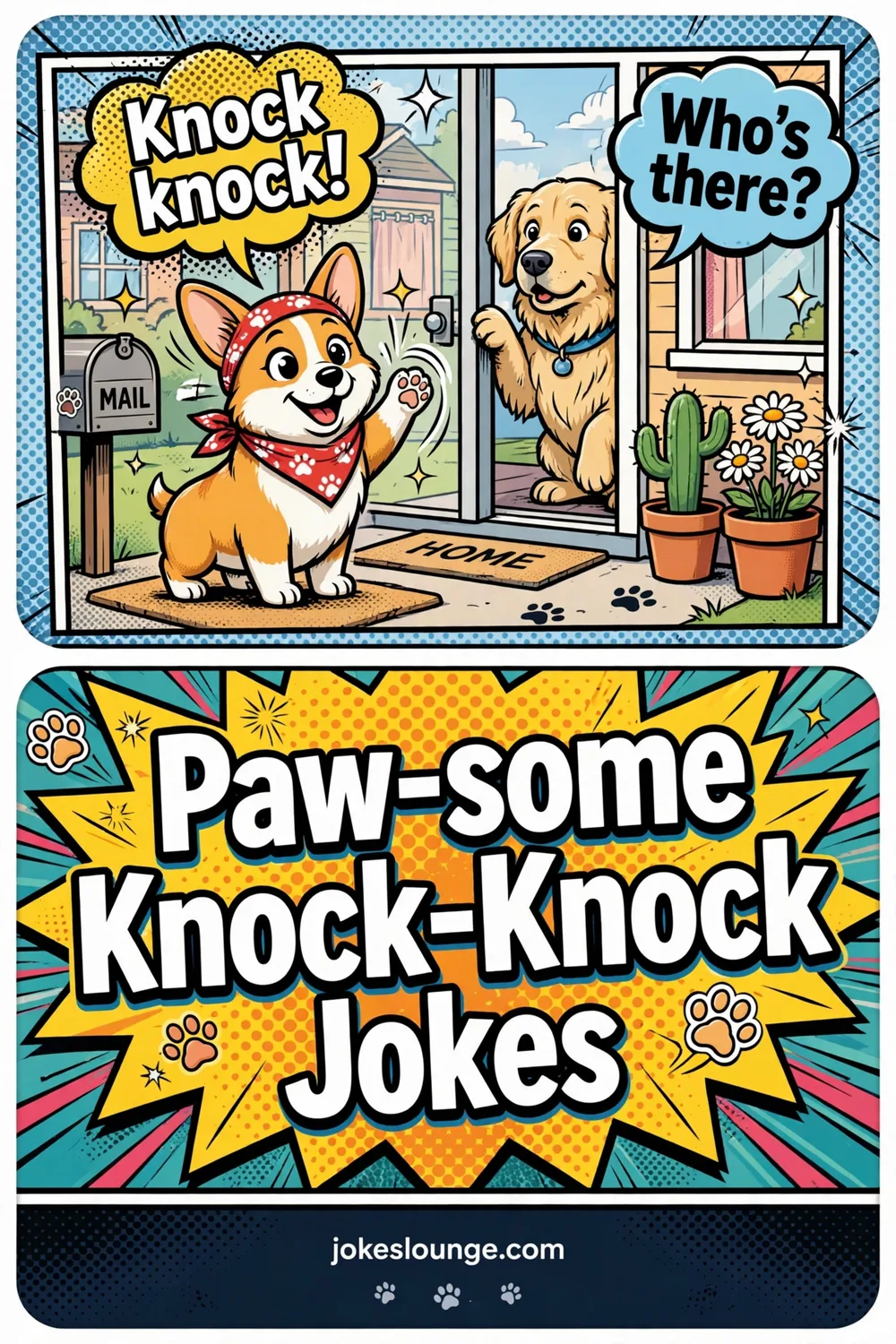 Paw-some Knock-Knock Jokes - funny illustration