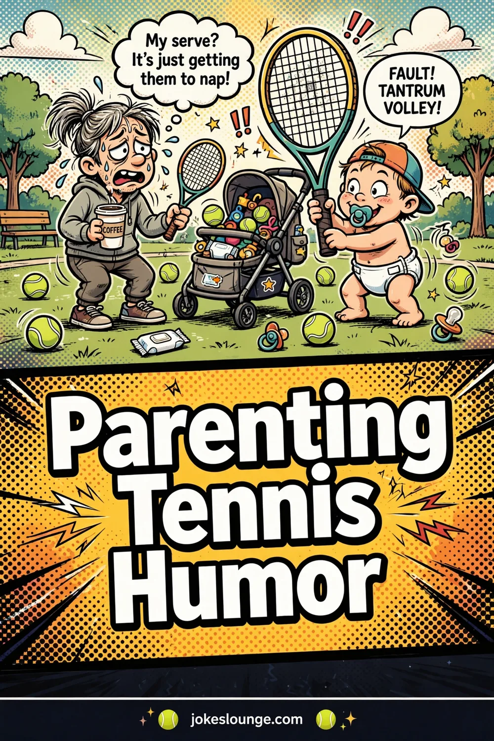 Parenting Tennis Humor - funny illustration