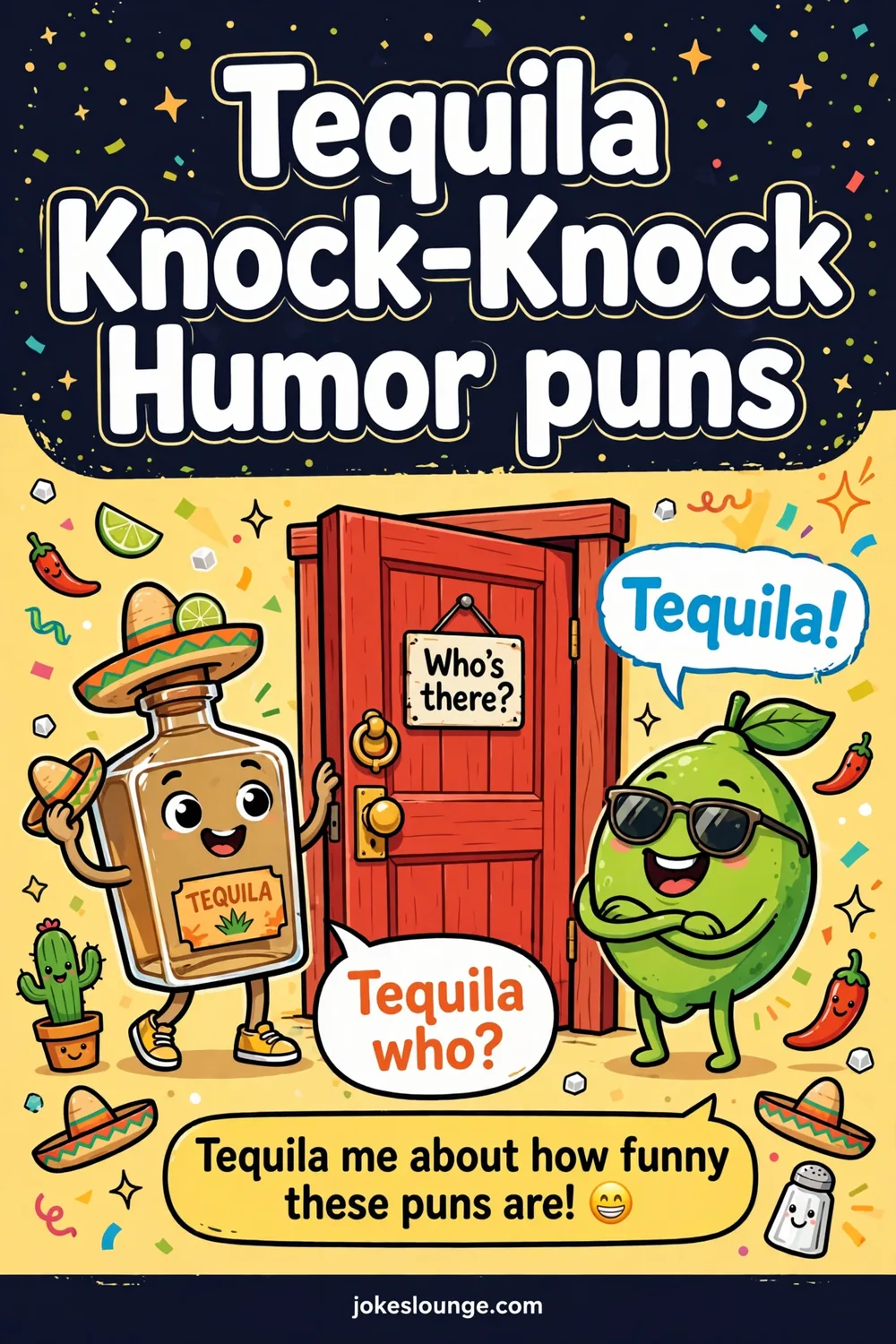 Tequila Knock-Knock Humor puns - funny illustration