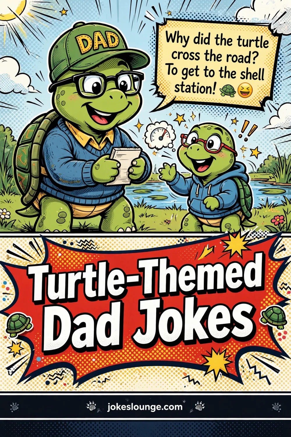 Turtle-Themed Dad Jokes - funny illustration