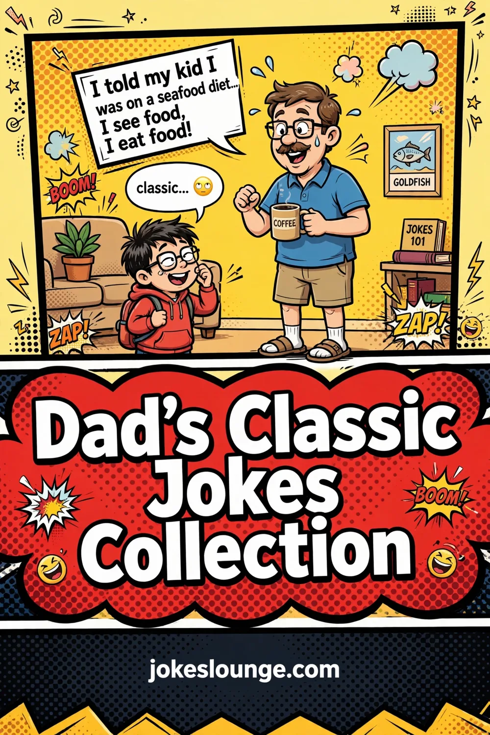 Dad’s Classic Jokes Collection - funny illustration